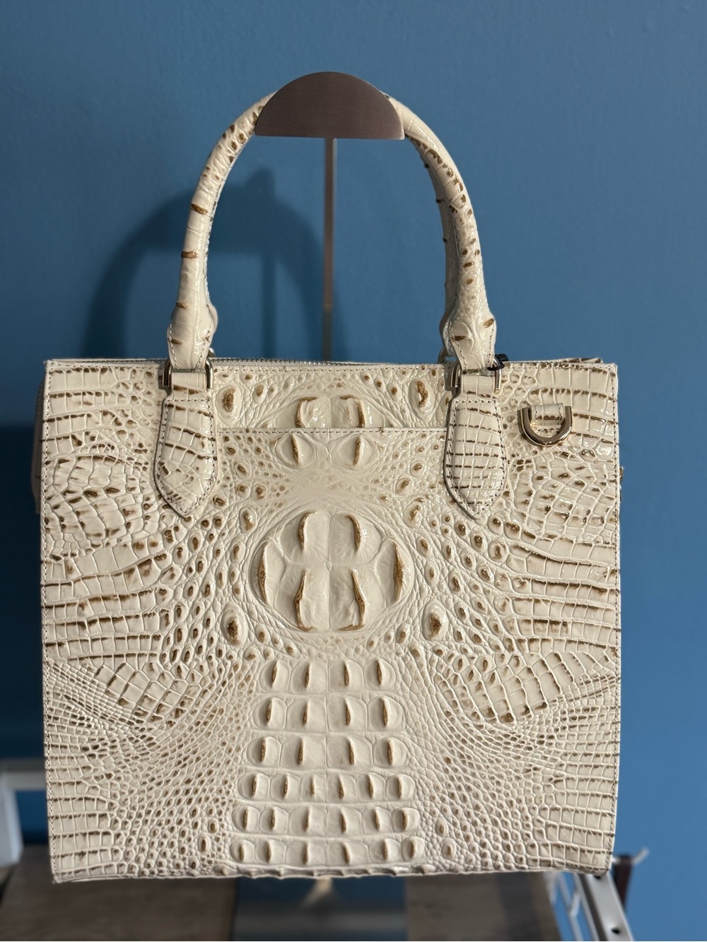 Brahmin Caroline Snowflake Snowdrift Melbourne Leather Satchel - Picture 2 of 7
